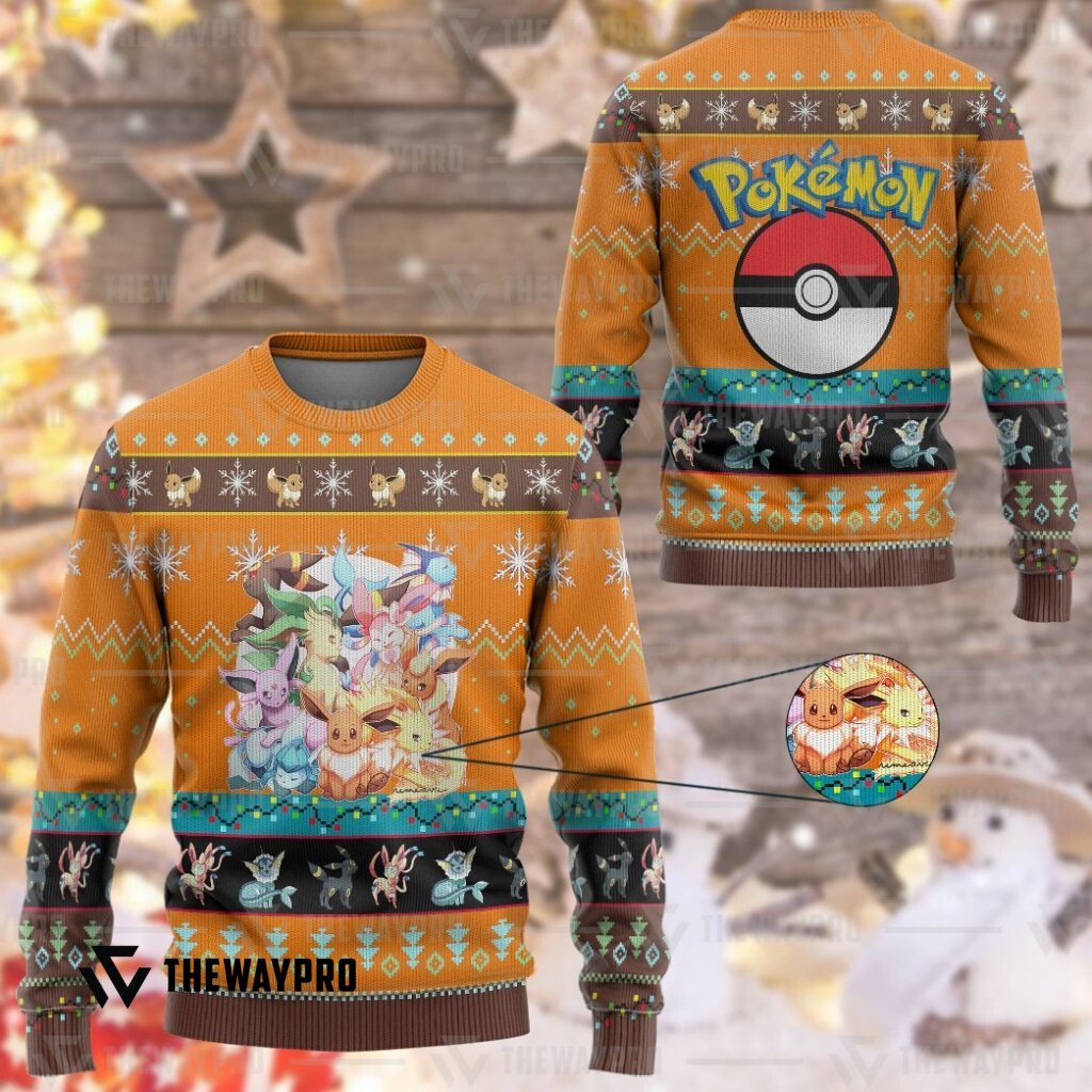 Pokemon Eevee and Eeveelutions Christmas Sweater