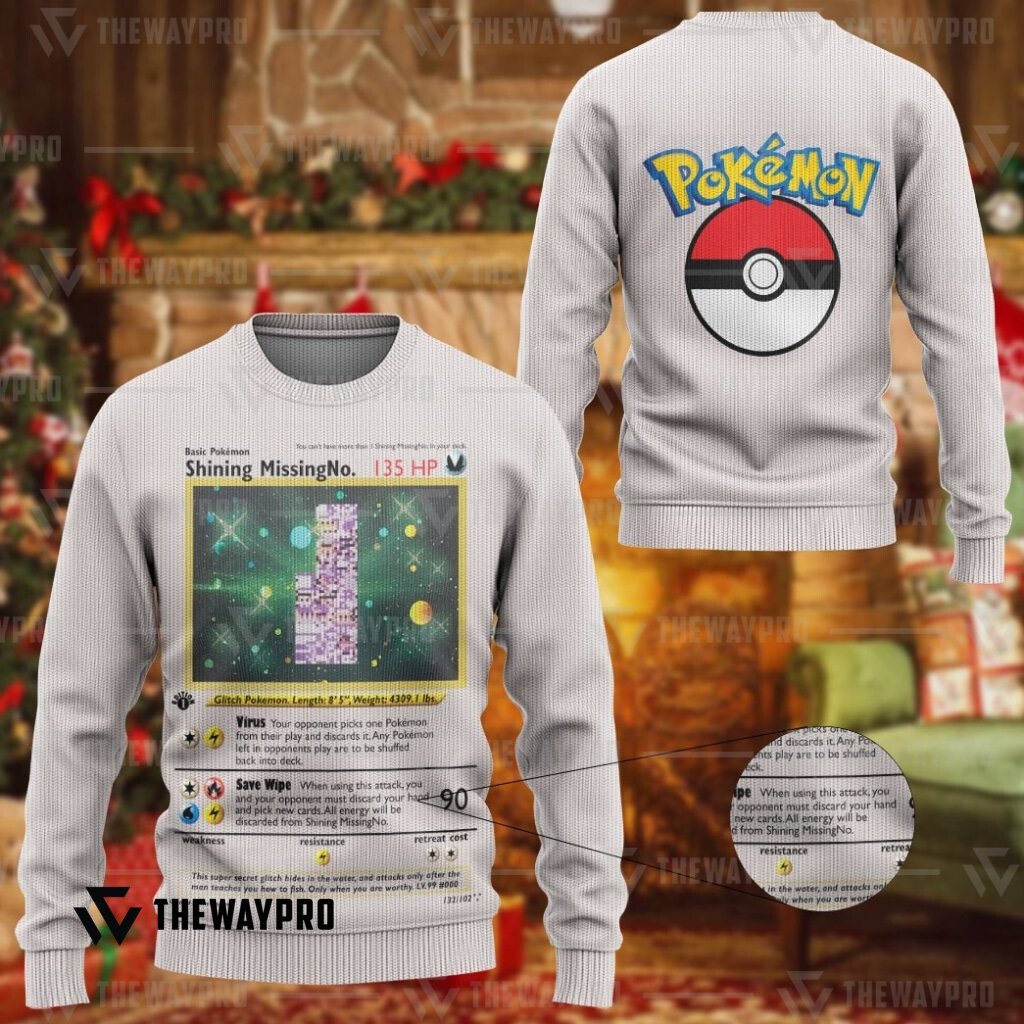 Pokemon 1st Edition MissingNo. Holo Rare Vintage Christmas Sweater