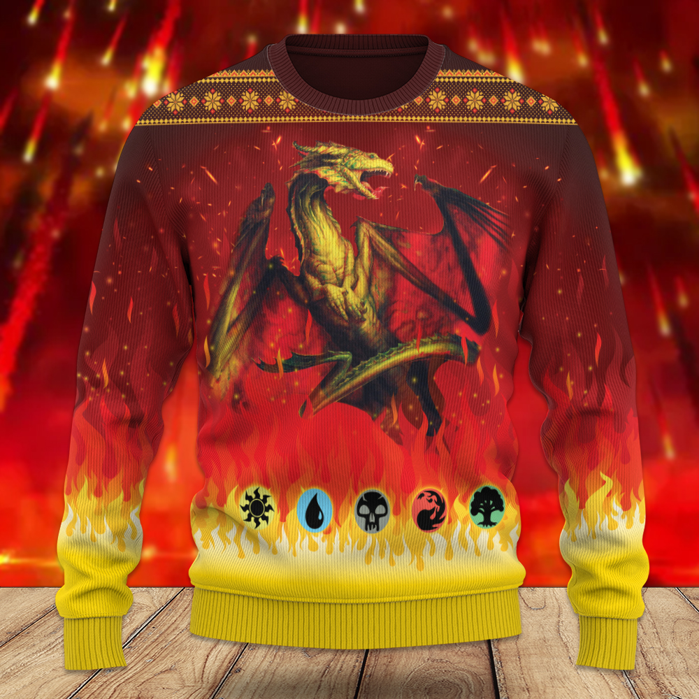 Game MTG Shivan Dragon christmas sweater