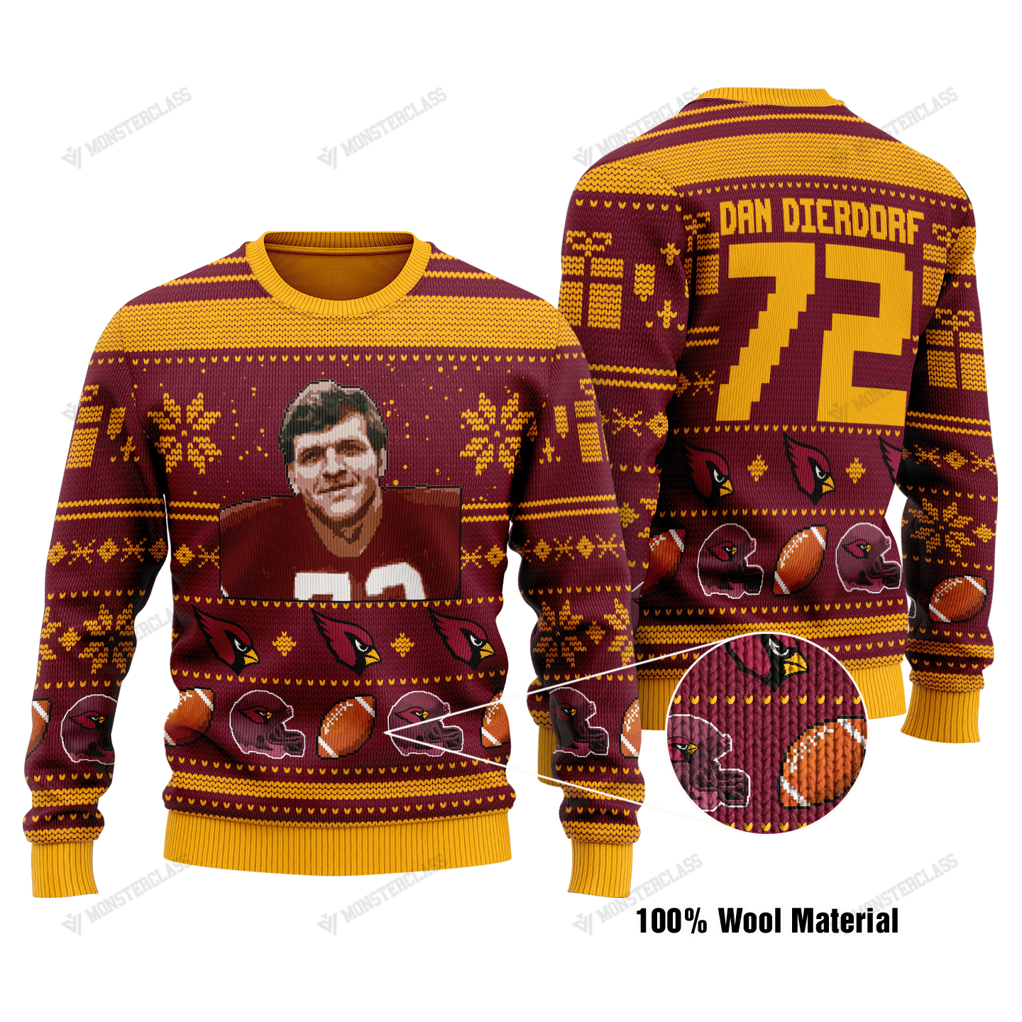 Dan Dierdorf 72 Arizona Cardinals NFL christmas sweater