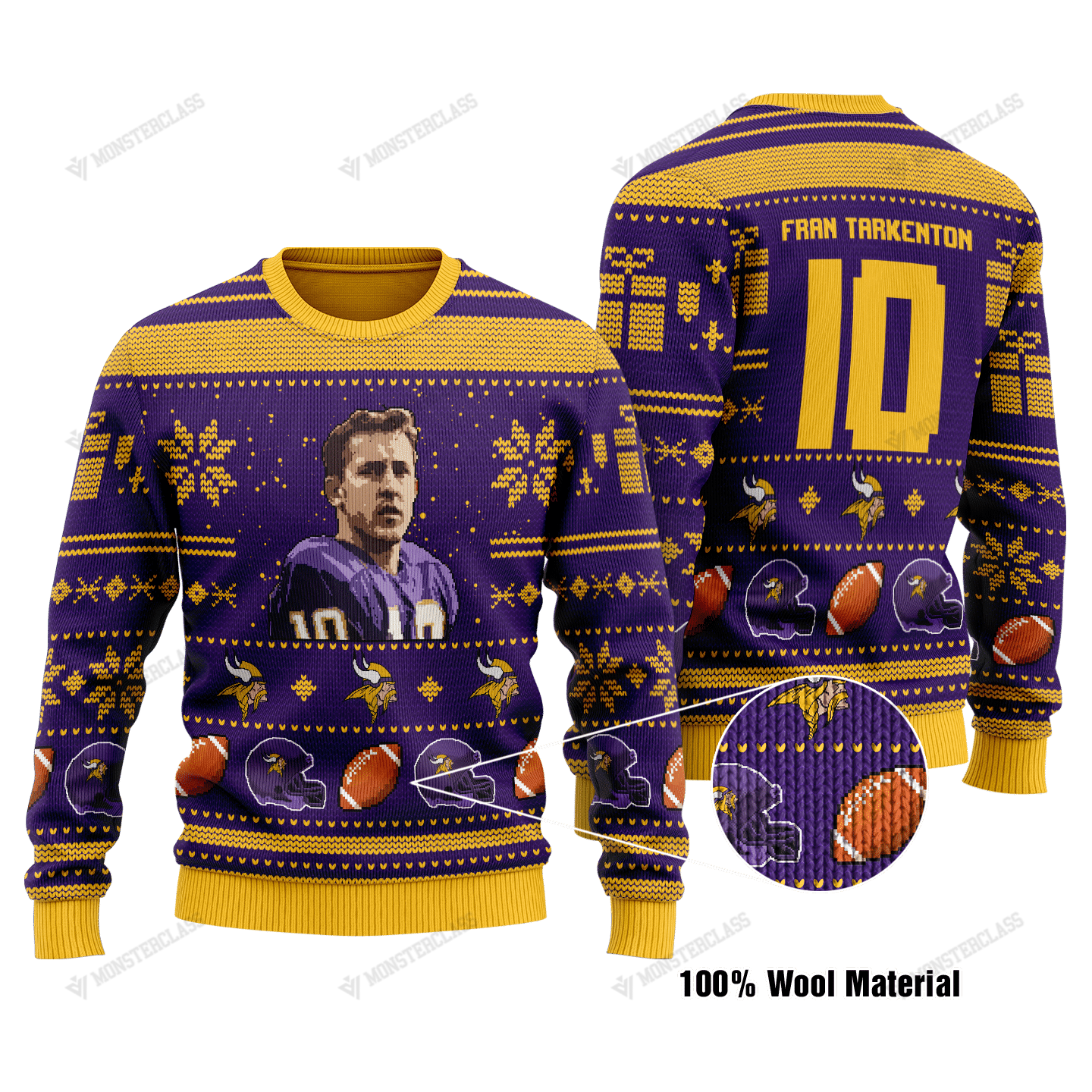 Fran Tarkenton 10 Minnesota Vikings NFL christmas sweater