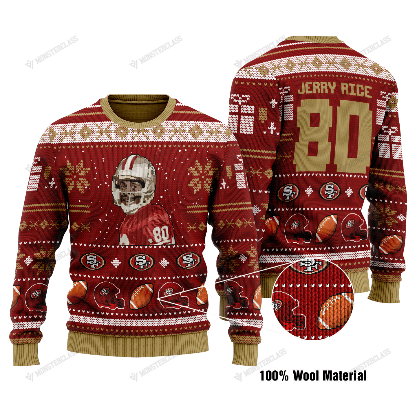 Jerry Rice 80 San Francisco 49ers NFL christmas sweater