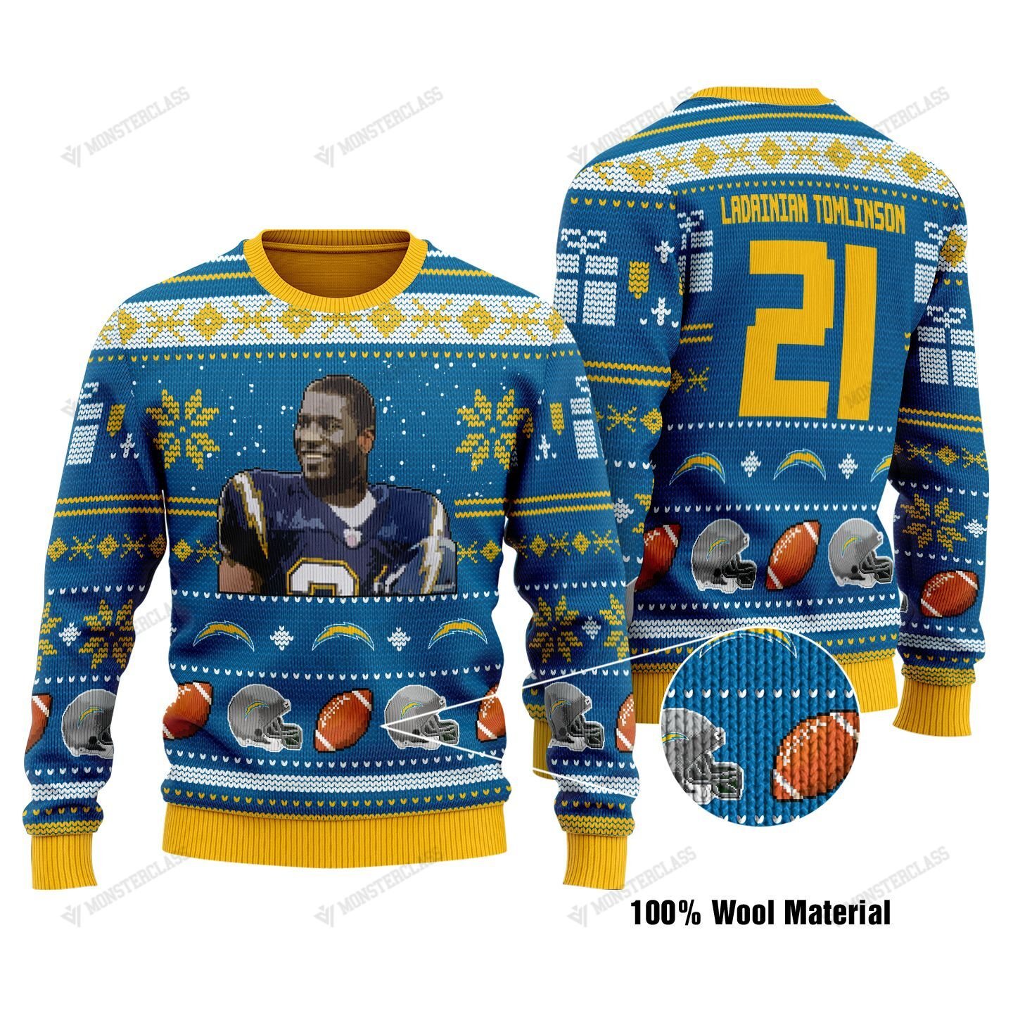 LaDainian Tomlinson Los Angeles Chargers NFL christmas sweater