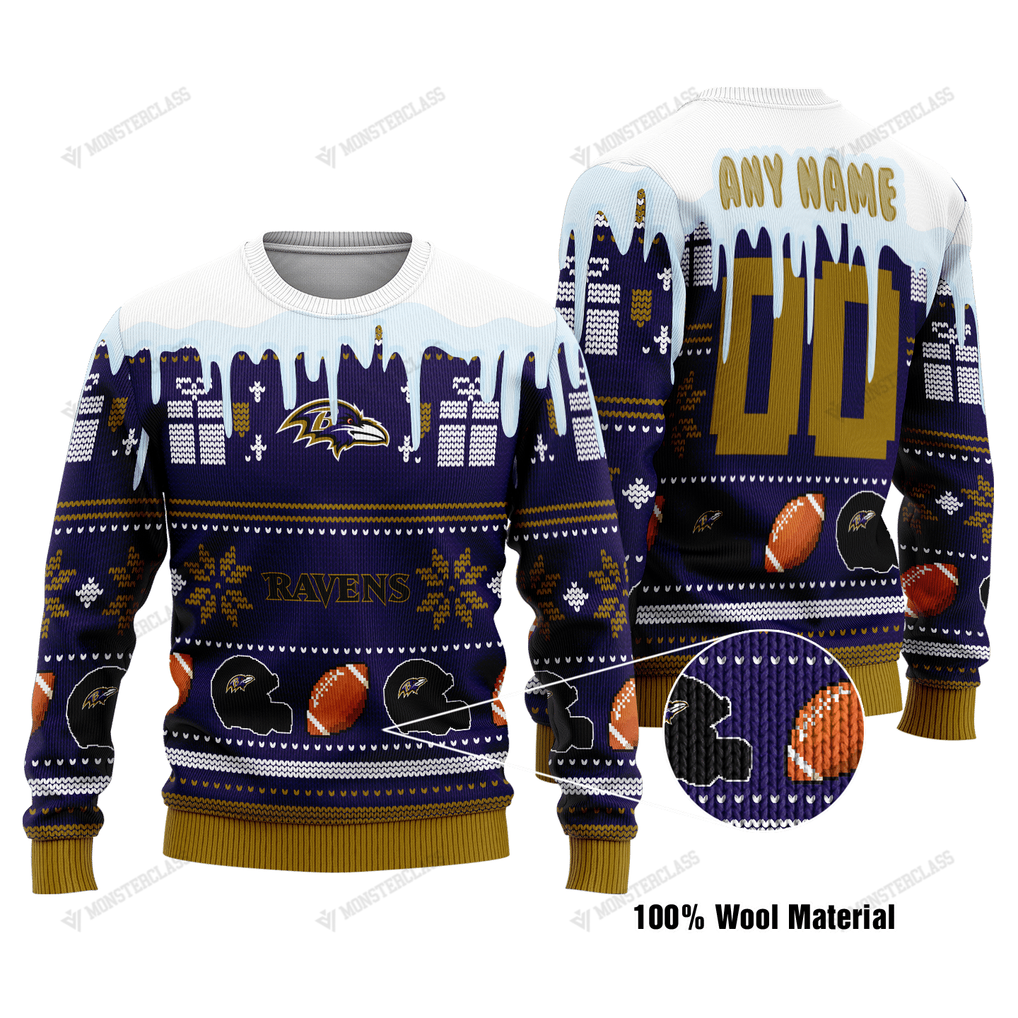 Personalized NFL Baltimore Ravens custom christmas sweater