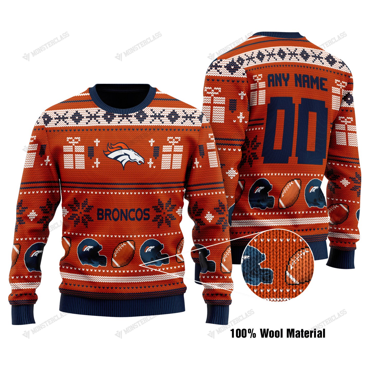 Personalized NFL Denver Broncos custom christmas sweater