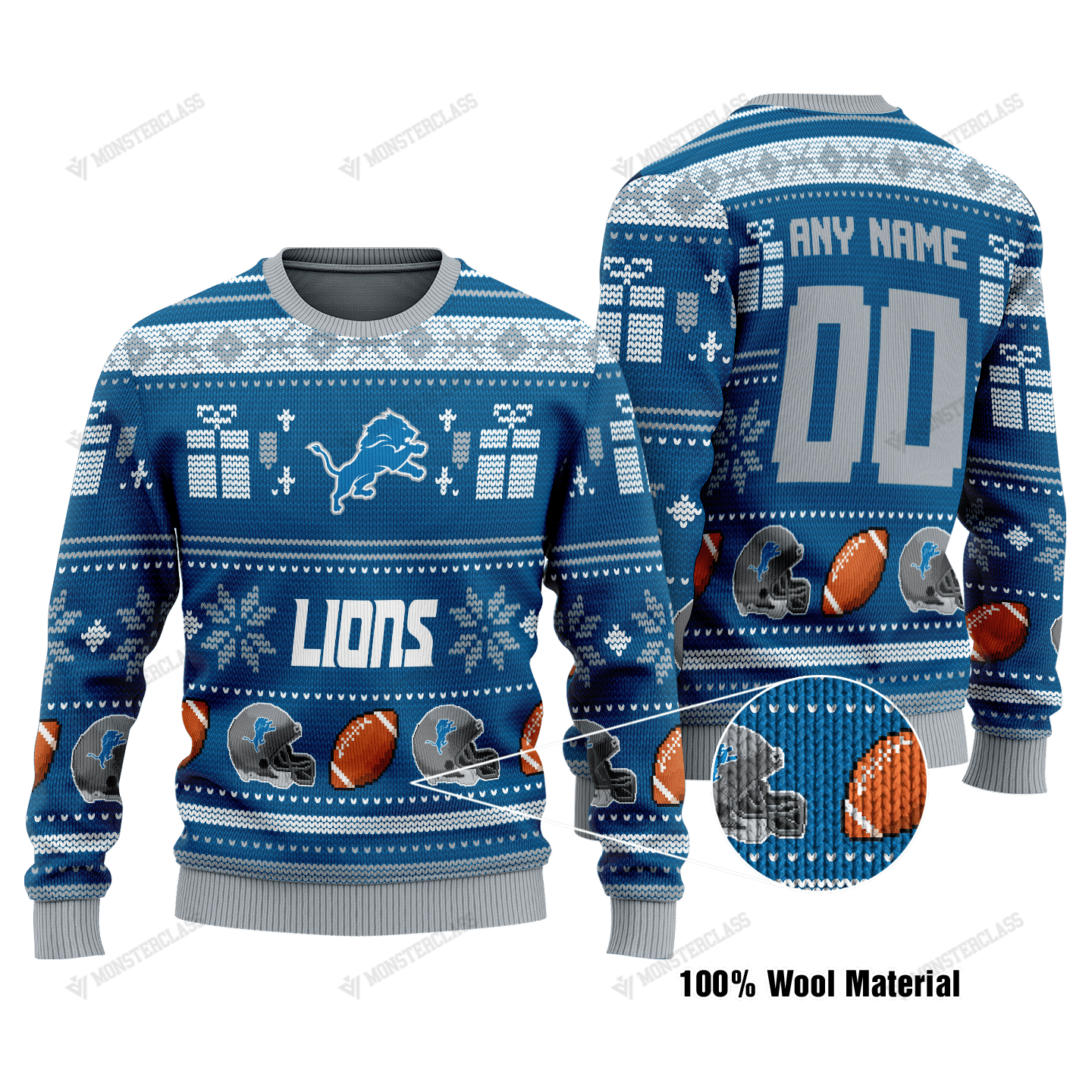 Personalized NFL Detroit Lions custom christmas sweater