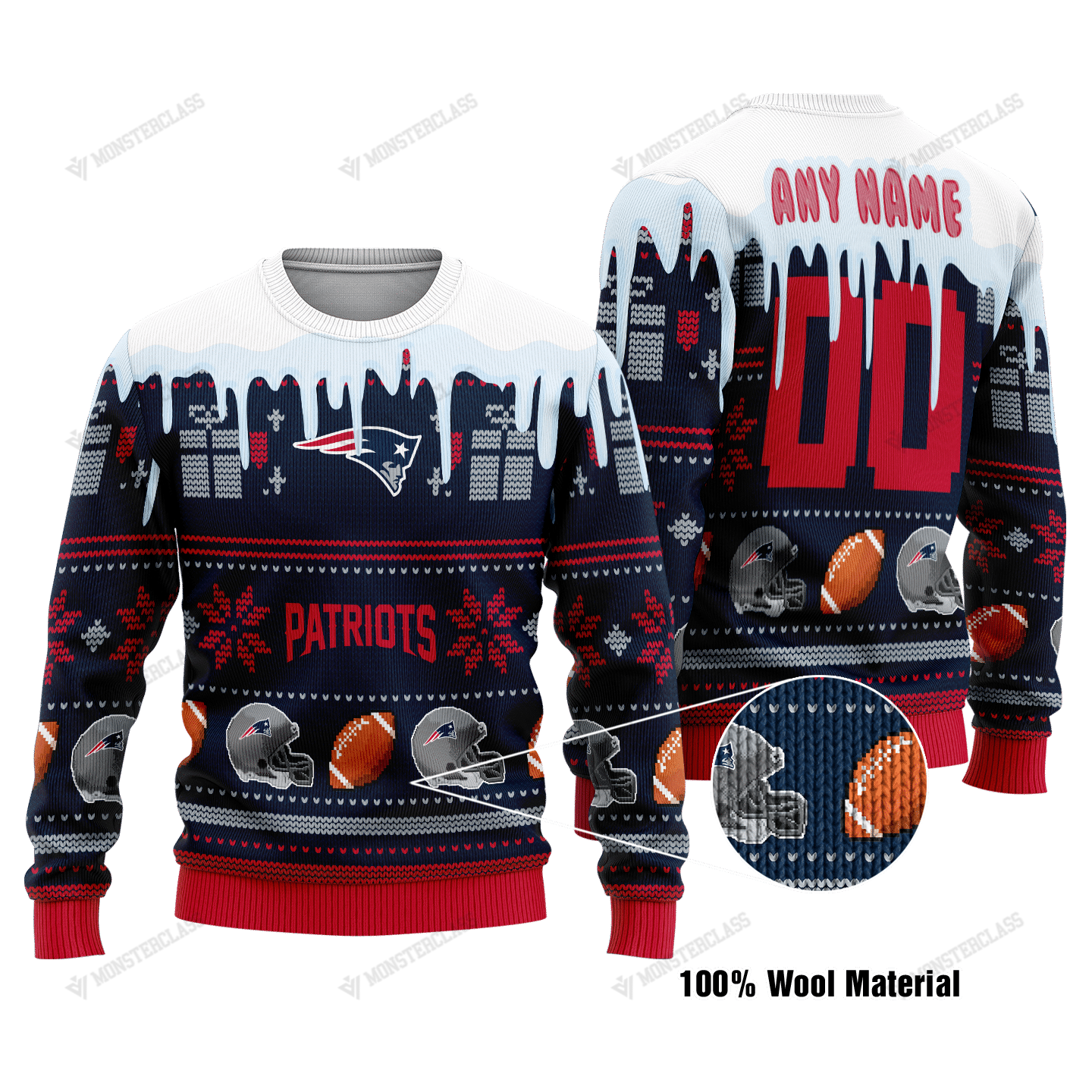 Personalized NFL New England Patriots custom christmas sweater