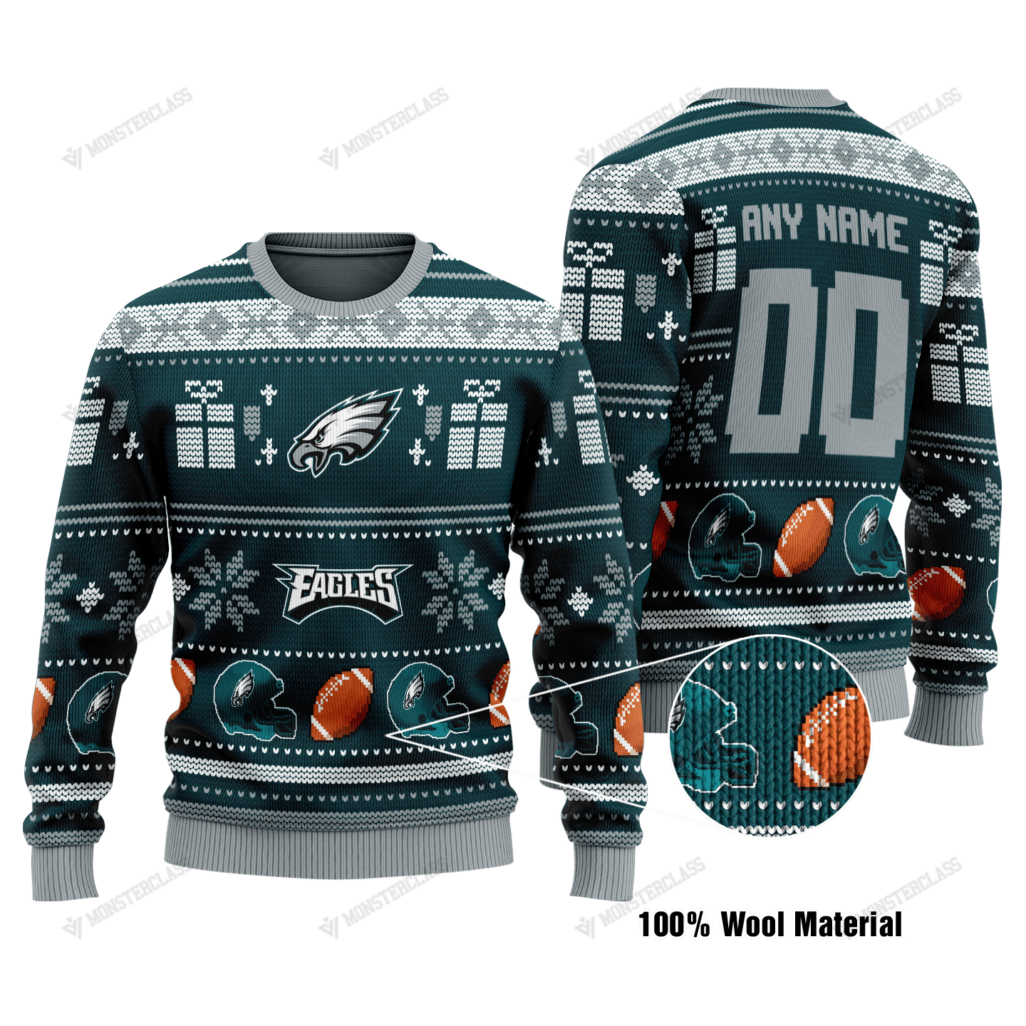 Personalized NFL Philadelphia Eagles custom christmas sweater
