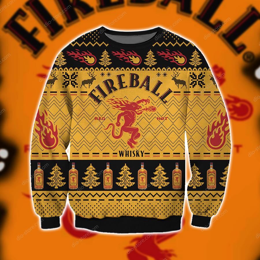 Fireball Cinnamon Whisky 3d Print Ugly Christmas Sweater
