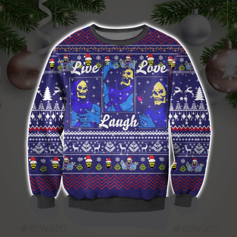 Skeletor Live Laugh Love Christmas Sweater