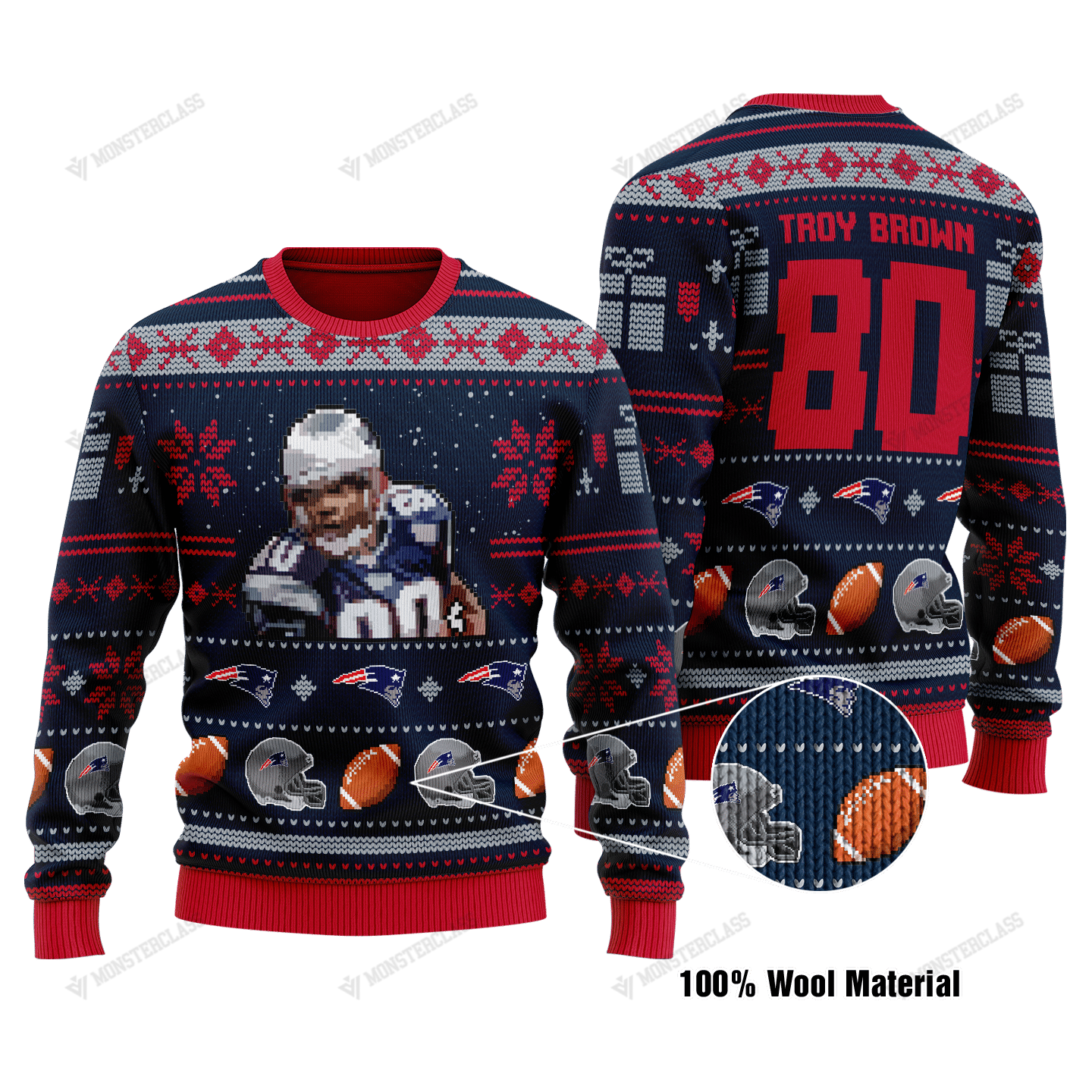 Troy Brown 80 New England Patriots NFL christmas sweater