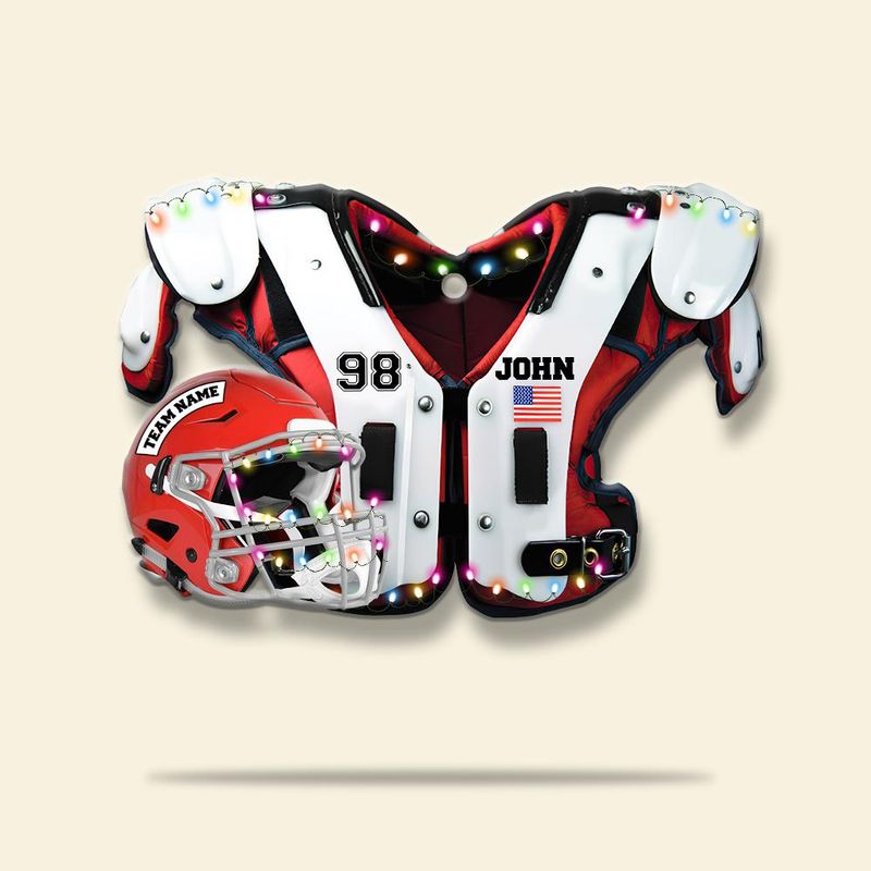 Personalized American Football Shoulder Pads And Helmet custom ornament