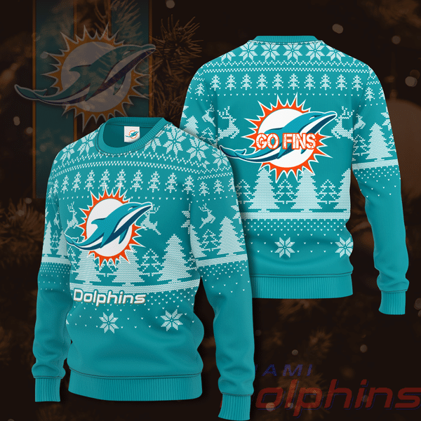 NFL Miami Dolphins Go Fins Ugly Sweater