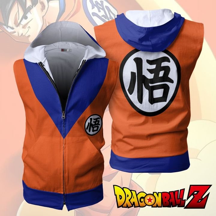 Dragon Ball Z Goku Uniform Zip Up Sleeveless Hoodie Style 2