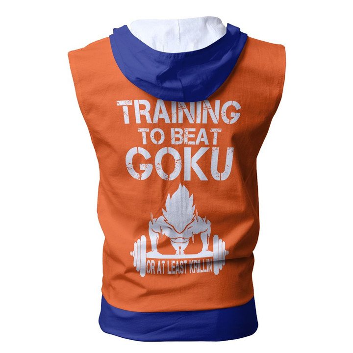 Training To Beat Goku Or At Least Krillin Zip Up Sleeveless Hoodie