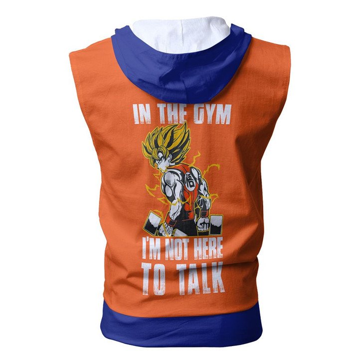 Dragon Ball In The Gym I'm Not Here To Talk Zip Up Sleeveless Hoodie