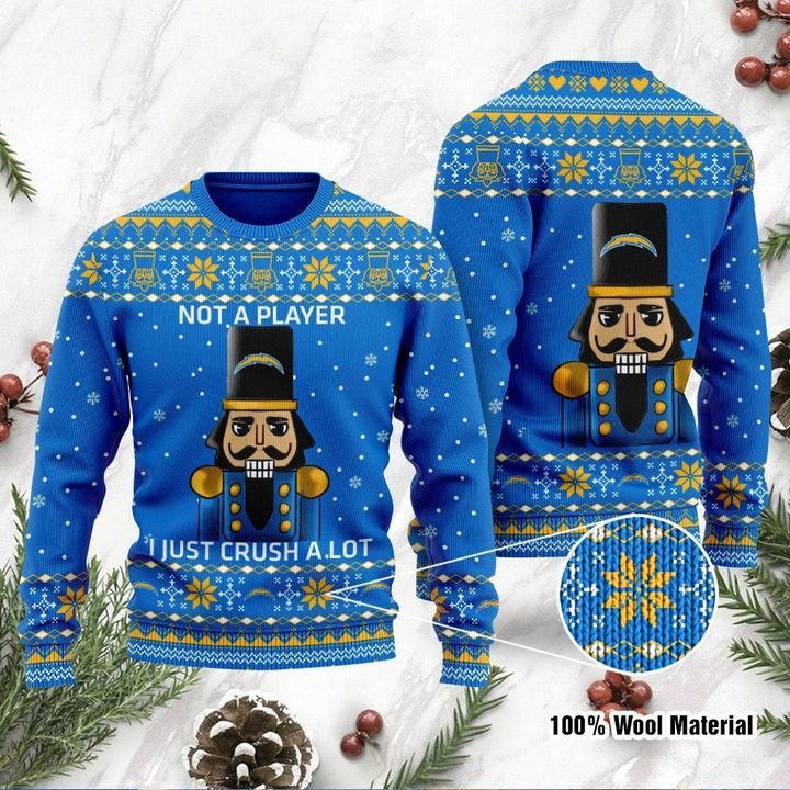 Los Angeles Chargers Not A Player I Just Crush Alot Ugly Christmas Sweater