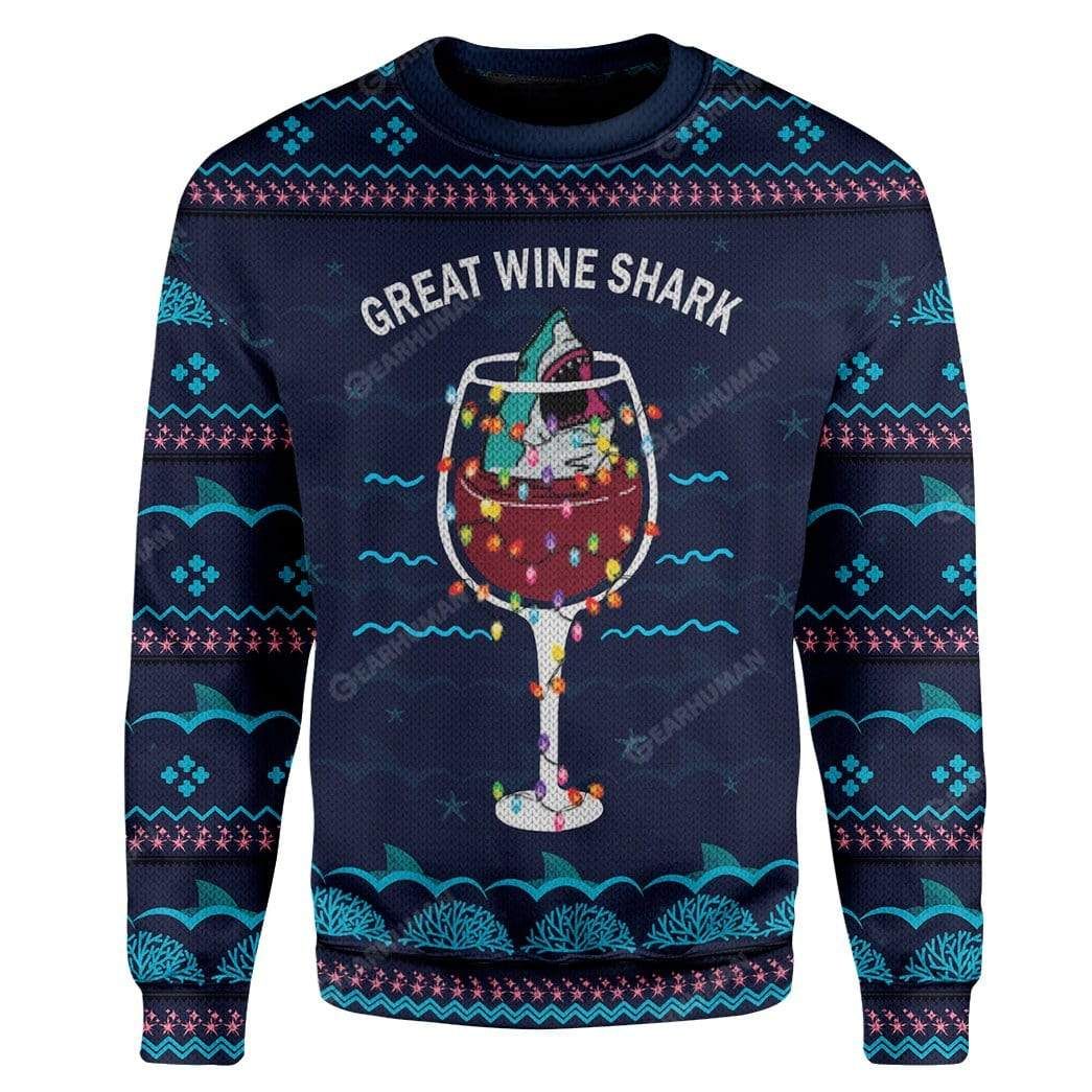 Great Wine Shark Christmas Sweater