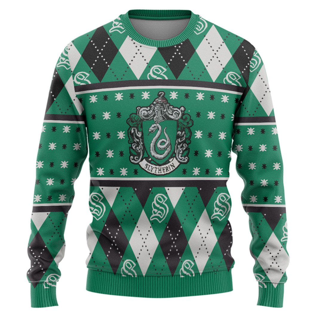 Harry Potter Slytherin Crest Yellow Christmas Sweater