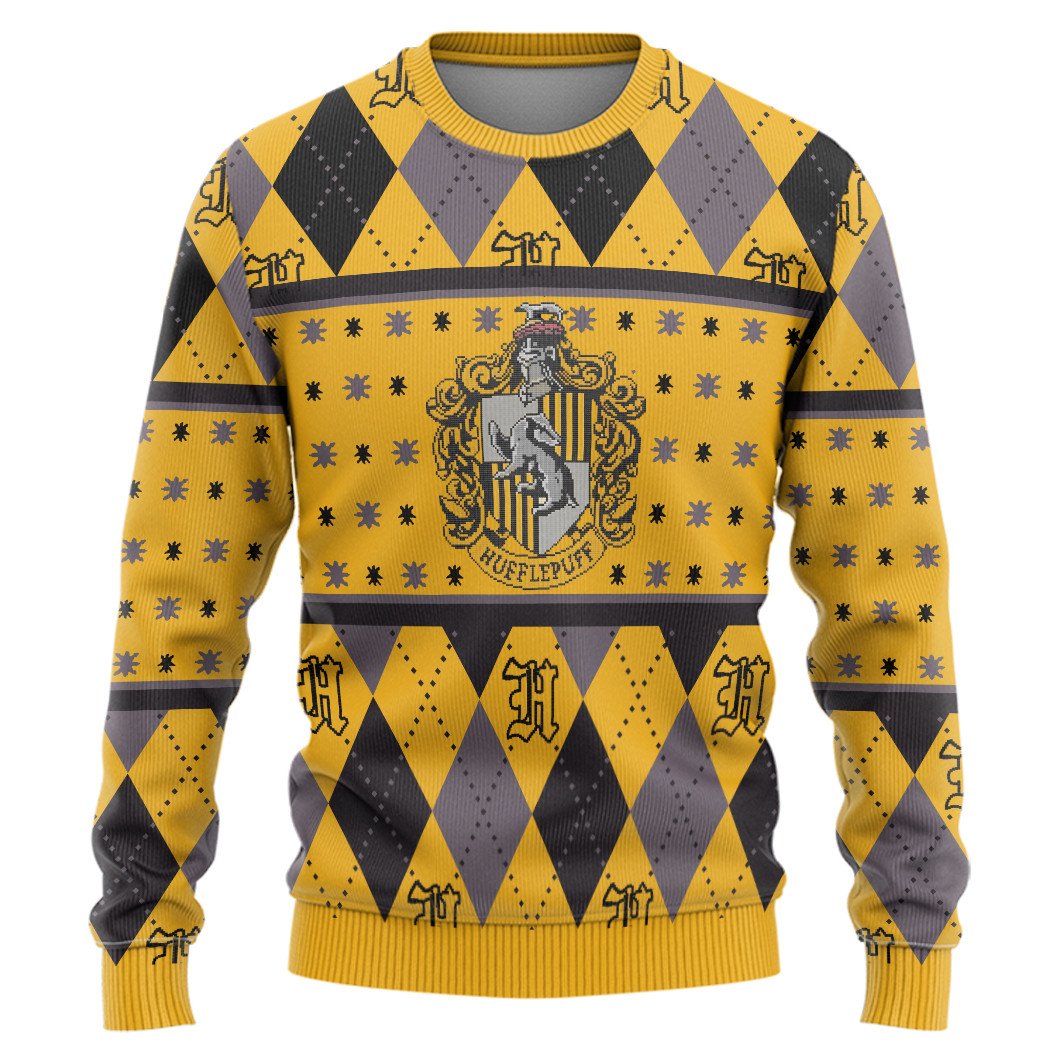 Harry Potter Hufflepuff Crest Yellow Christmas Sweater