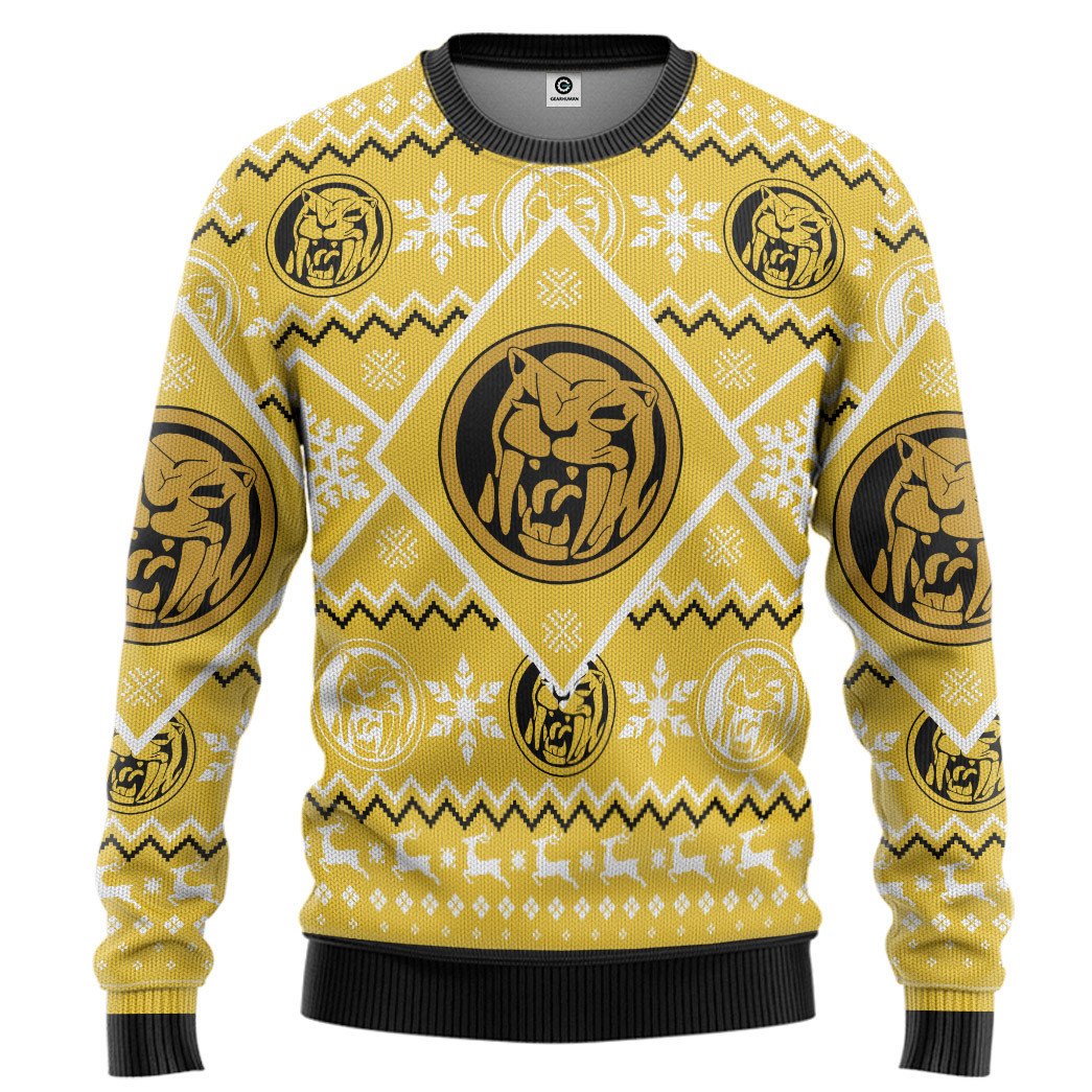 Mighty Morphin Power Ranger Yellow Christmas Sweater