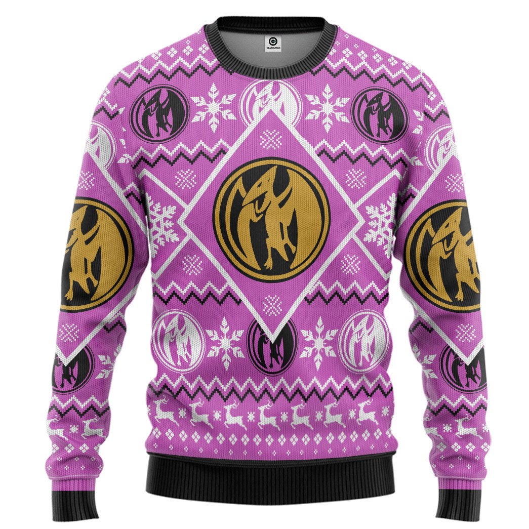 Mighty Morphin Power Ranger Pink Christmas Sweater