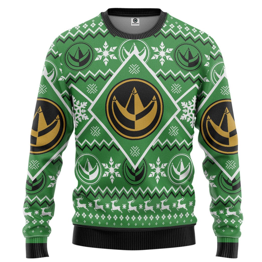 Mighty Morphin Power Ranger Green Christmas Sweater