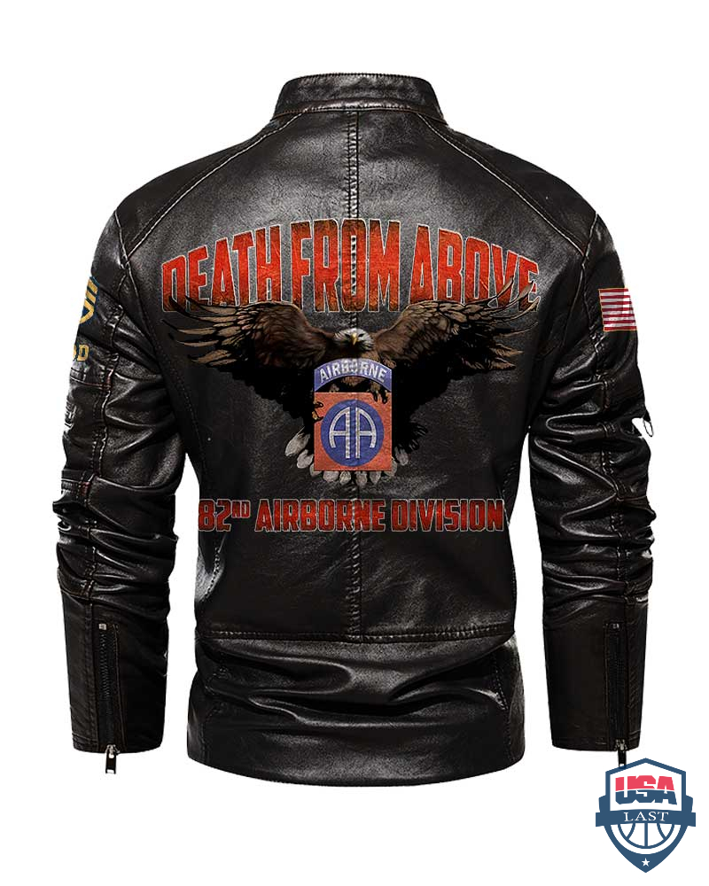 82nd Airborne Division Death From Above Custom Collar Leather Jacket