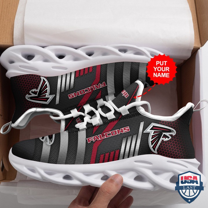 Atlanta Falcons Silver Line Custom Name Max Soul Sneaker