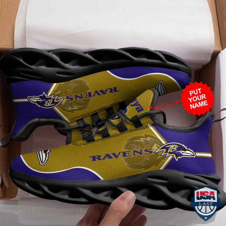 Baltimore Ravens Football Team Custom Name Max Soul Sneaker 39