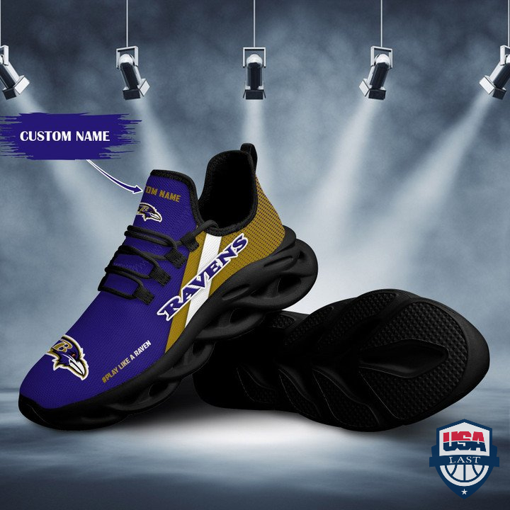 Baltimore Ravens Play Like A Raven Custom Name Max Soul Shoes 55