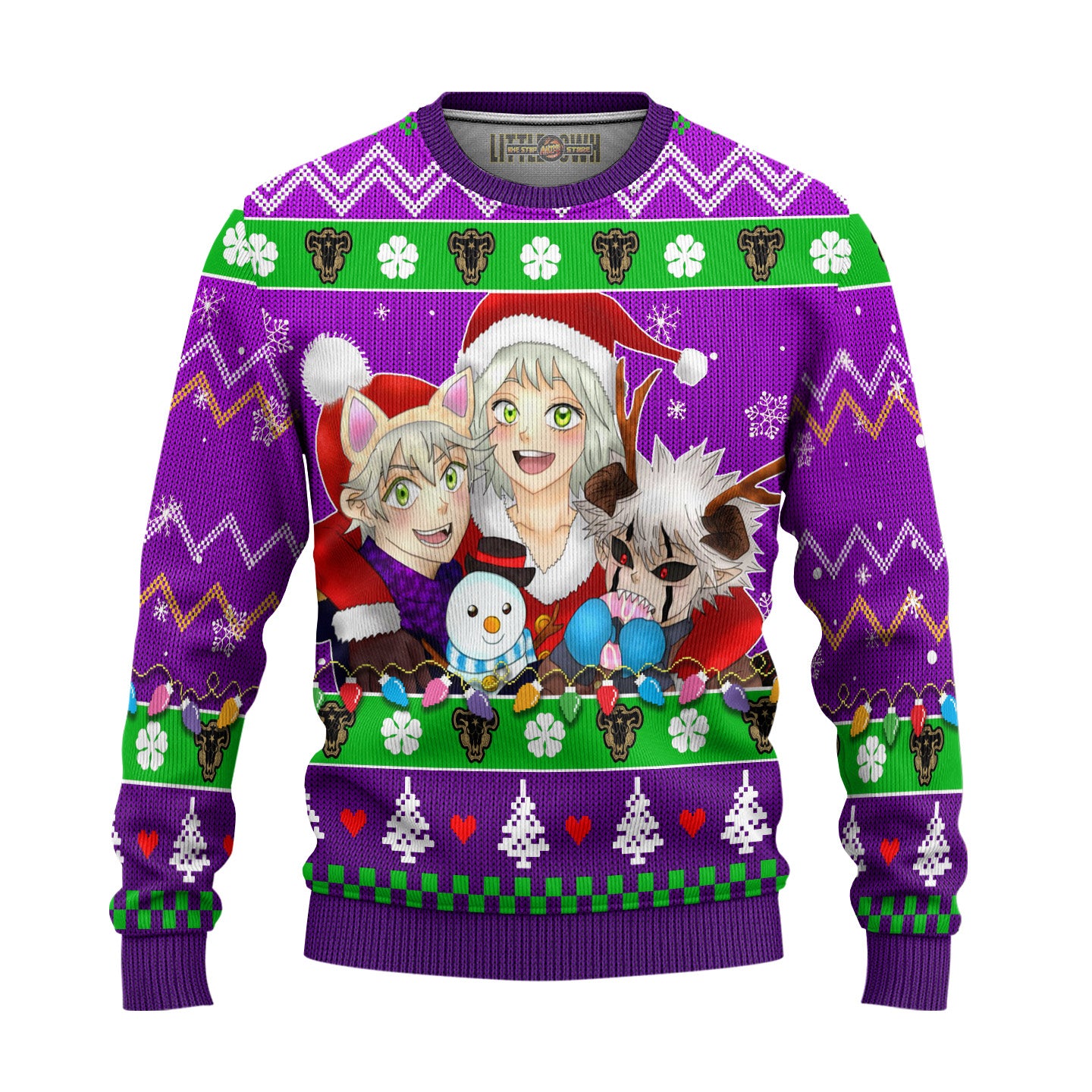 Black Clover Anime Ugly Christmas Sweater Purple Gift For Fans