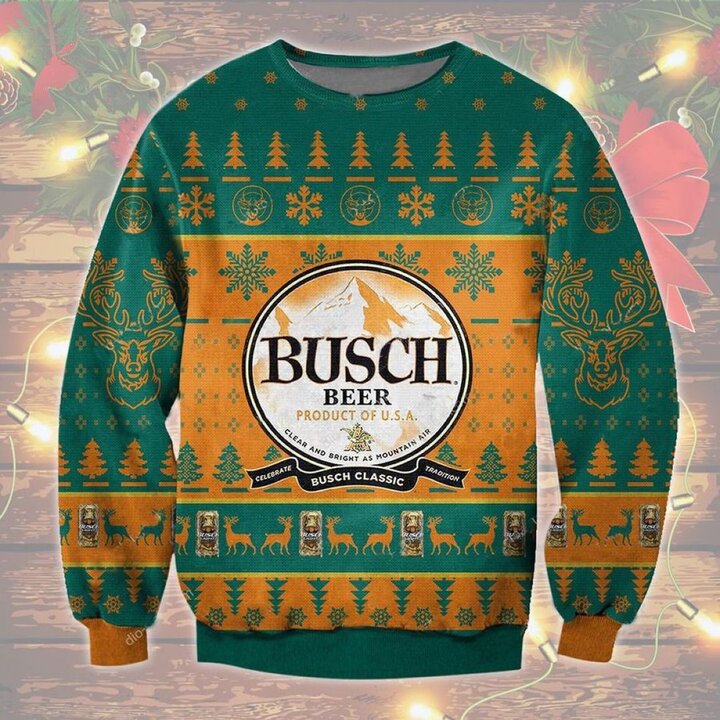 Busch Beer Product Of USA Ugly Christmas Sweater