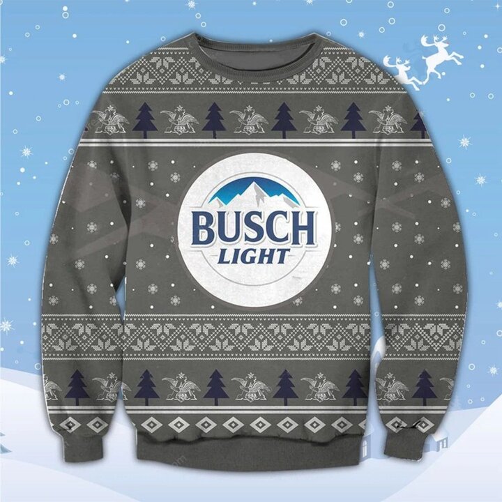 Busch Light Grey Ugly Christmas Sweater