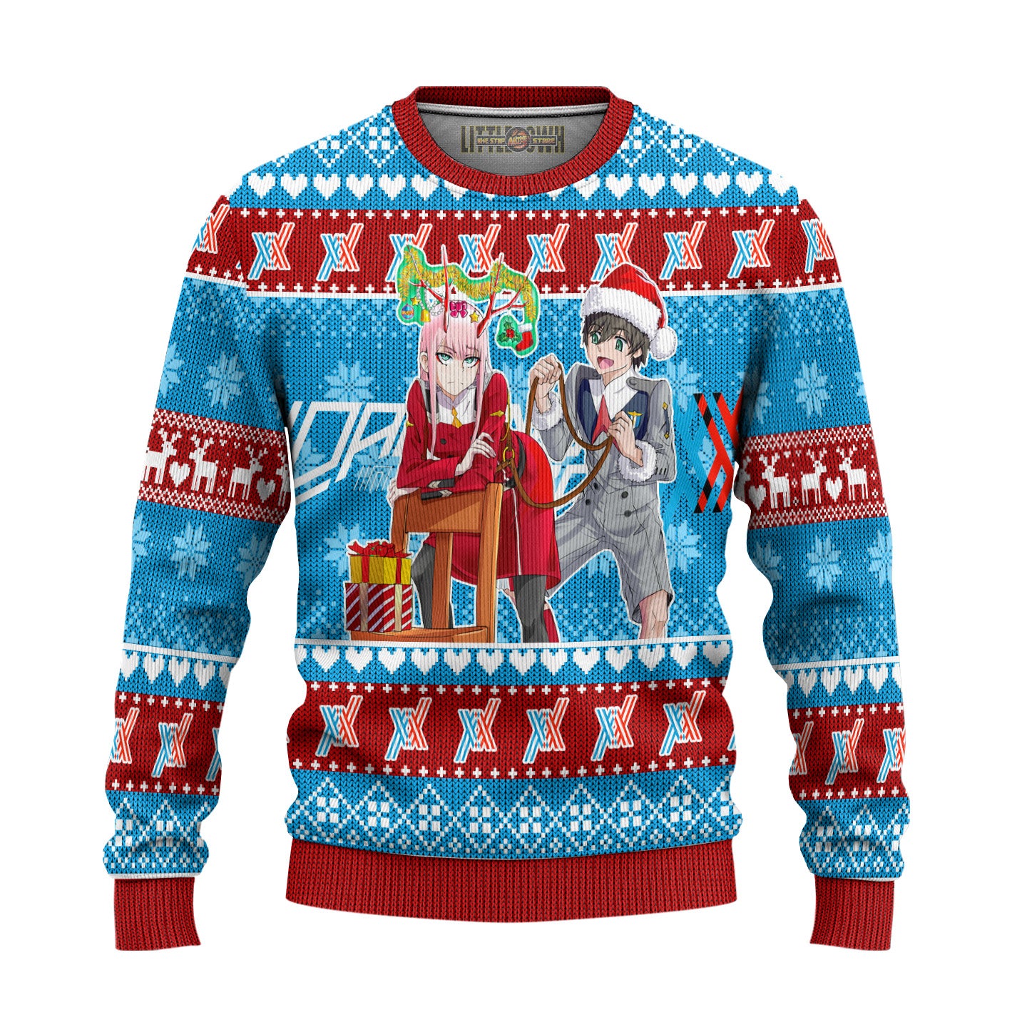 Zero Two x Hiro Anime Ugly Christmas Sweater Custom Darling In The Franxx Gift For Fans