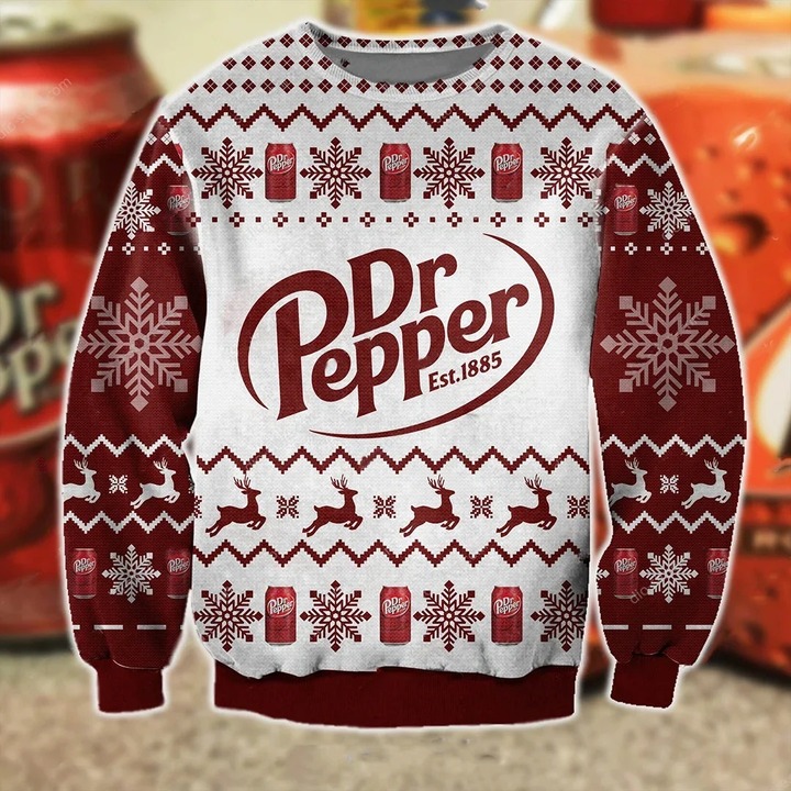 Dr Pepper Est 1885 Snowflake Ugly Christmas Sweater