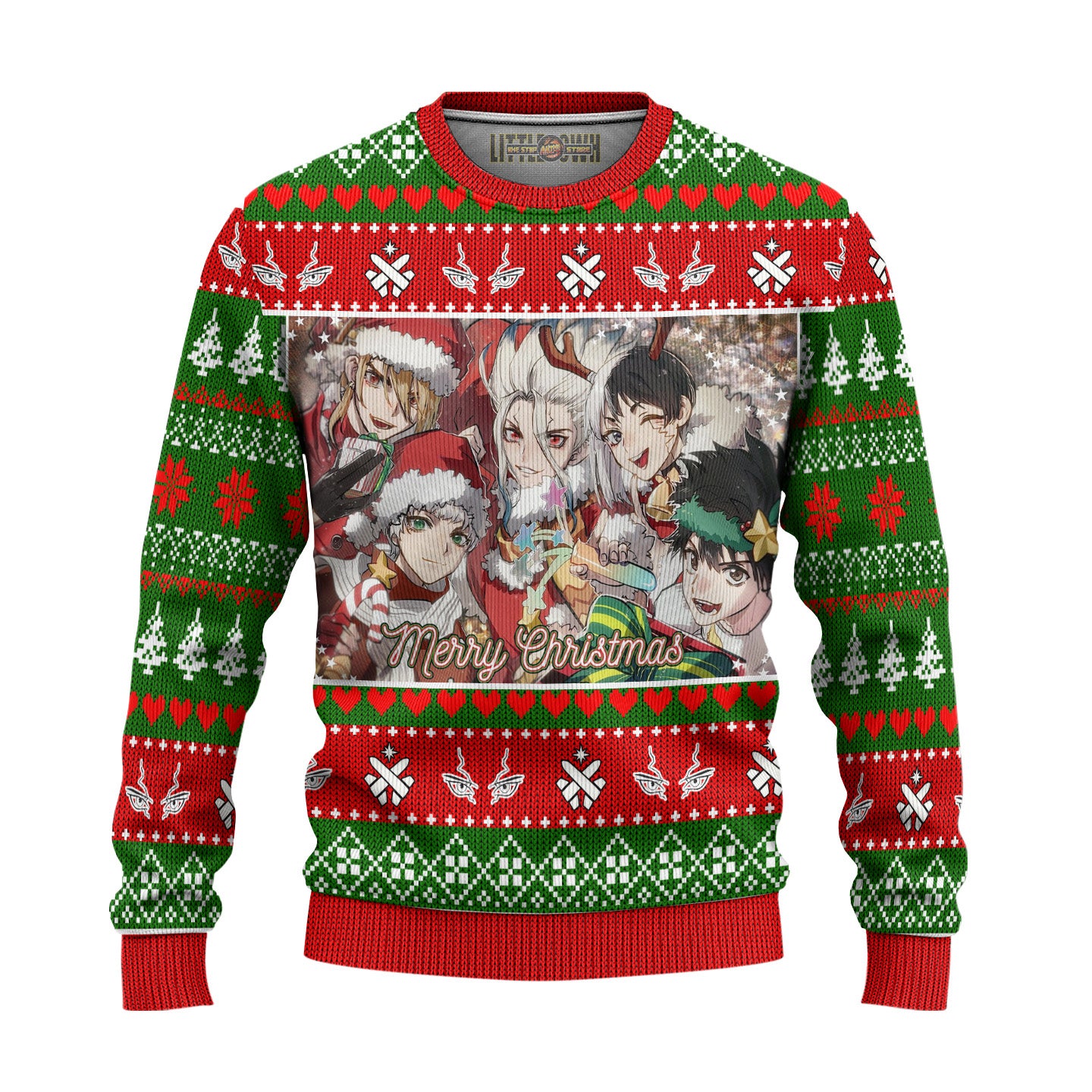 Dr Stone Anime Ugly Christmas Sweater Custom Green Gift For Fans