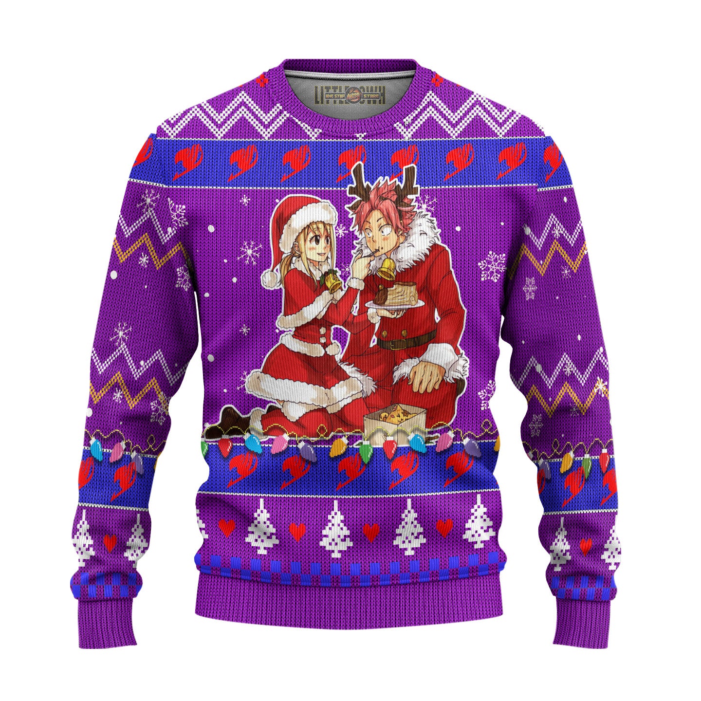 Natsu x Lucy Anime Ugly Christmas Sweater Custom Fairy Tail Gift For Fans