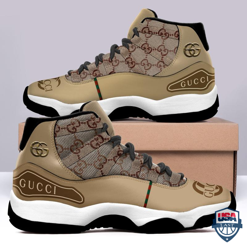 Gucci Brown Air Jordan 11 Sneaker