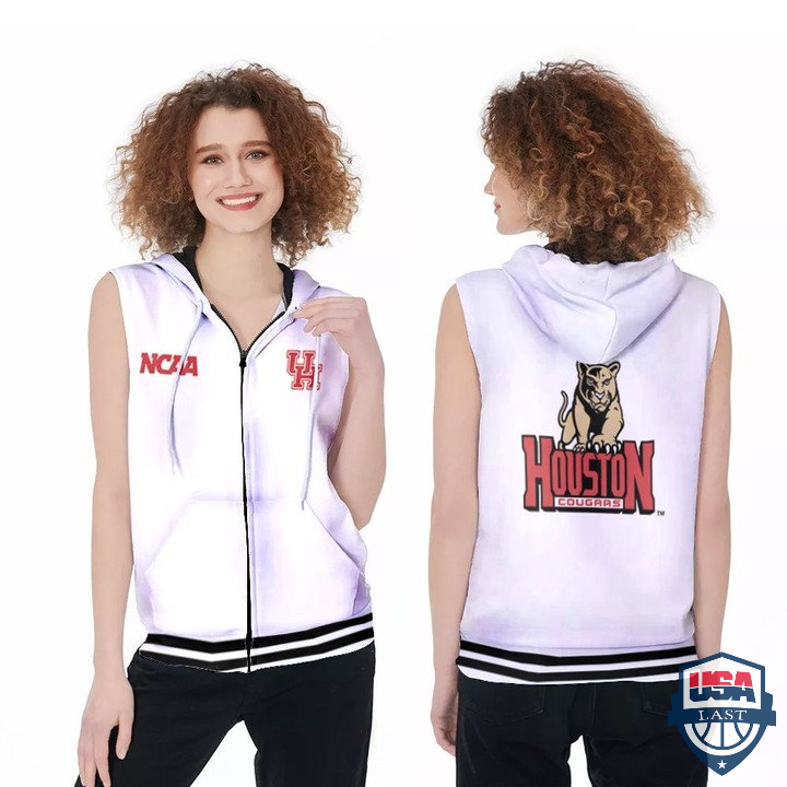 Houston Cougars NCAA Mascot Logo Sleeveless Zip Hoodie