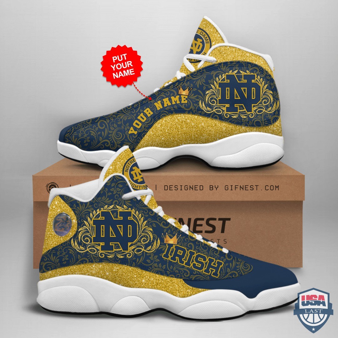 Personalized Notre Dame Fighting Irish Glitter Air Jordan 13 Shoes