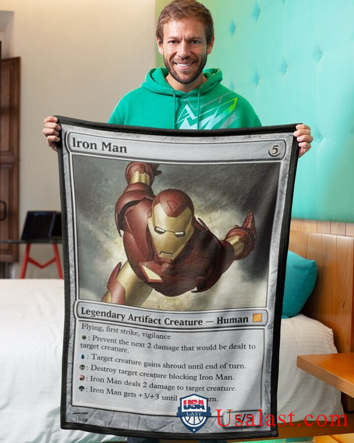 Iron Man Magic Card Fleece Blanket