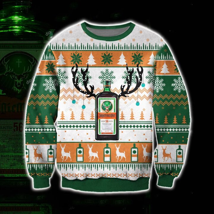 Jagermeister Reindeer 3D Ugly Sweater