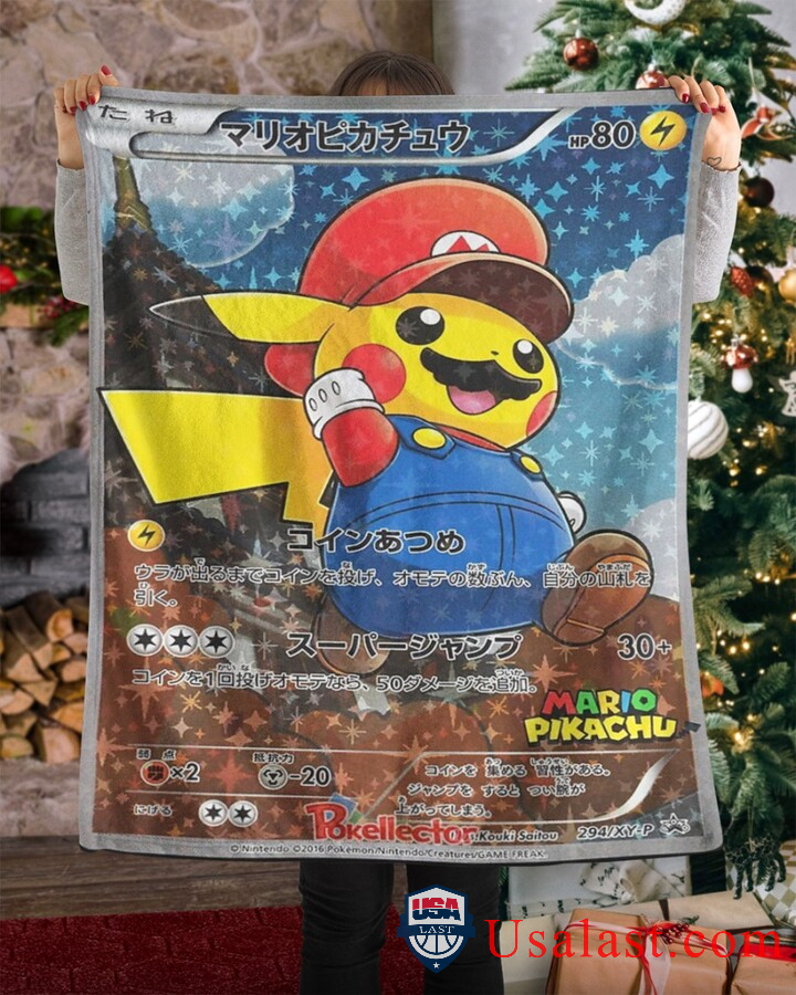 Mario Pikachu Pokemon Fleece Blanket