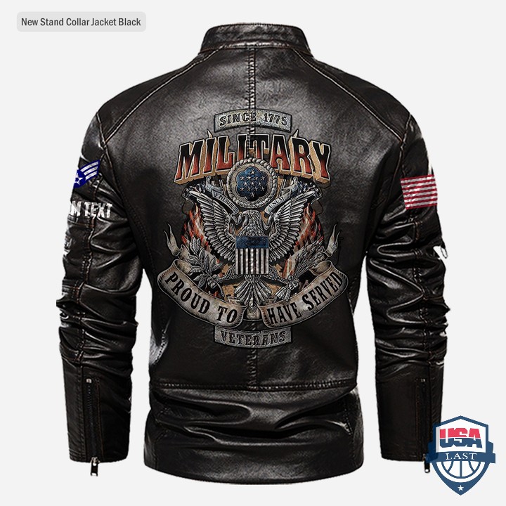 Military Proud To Have Served Custom Stand Collar Leather Jacket