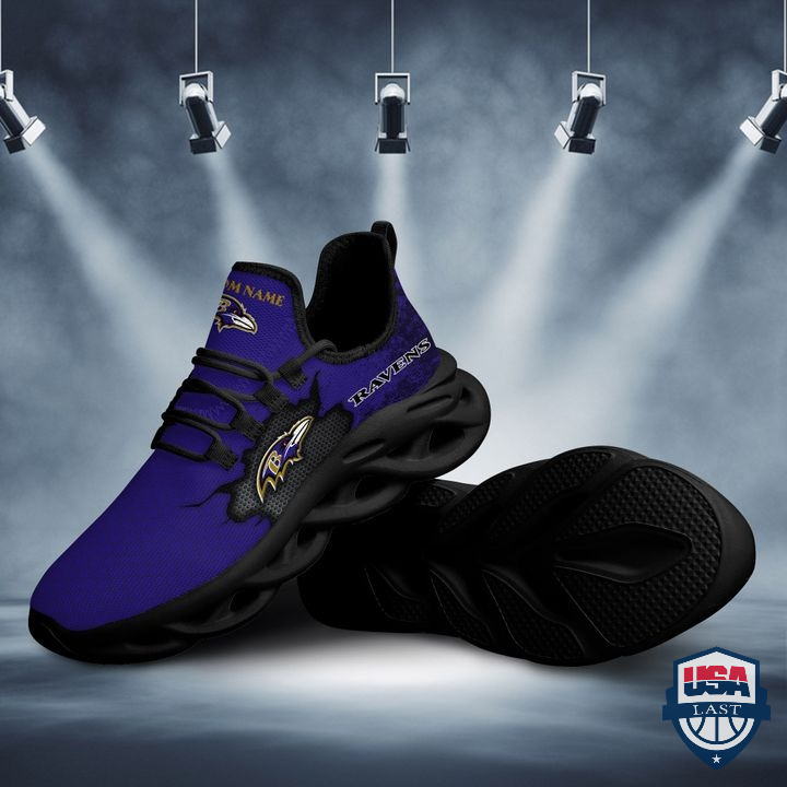 NFL Baltimore Ravens Cracked Design Custom Name Max Soul Shoes 24