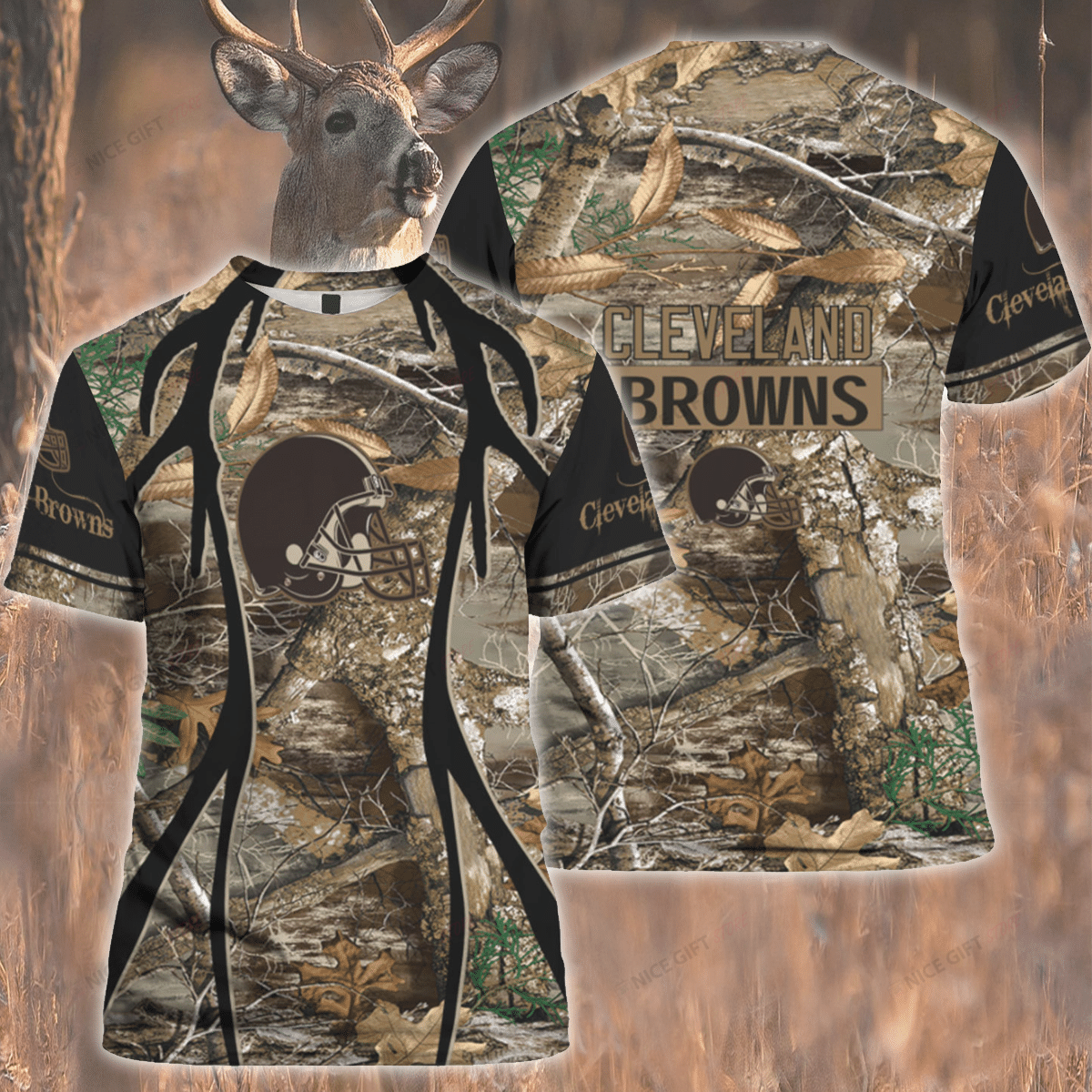 NFL Cleveland Browns Hunting 3D T-shirt