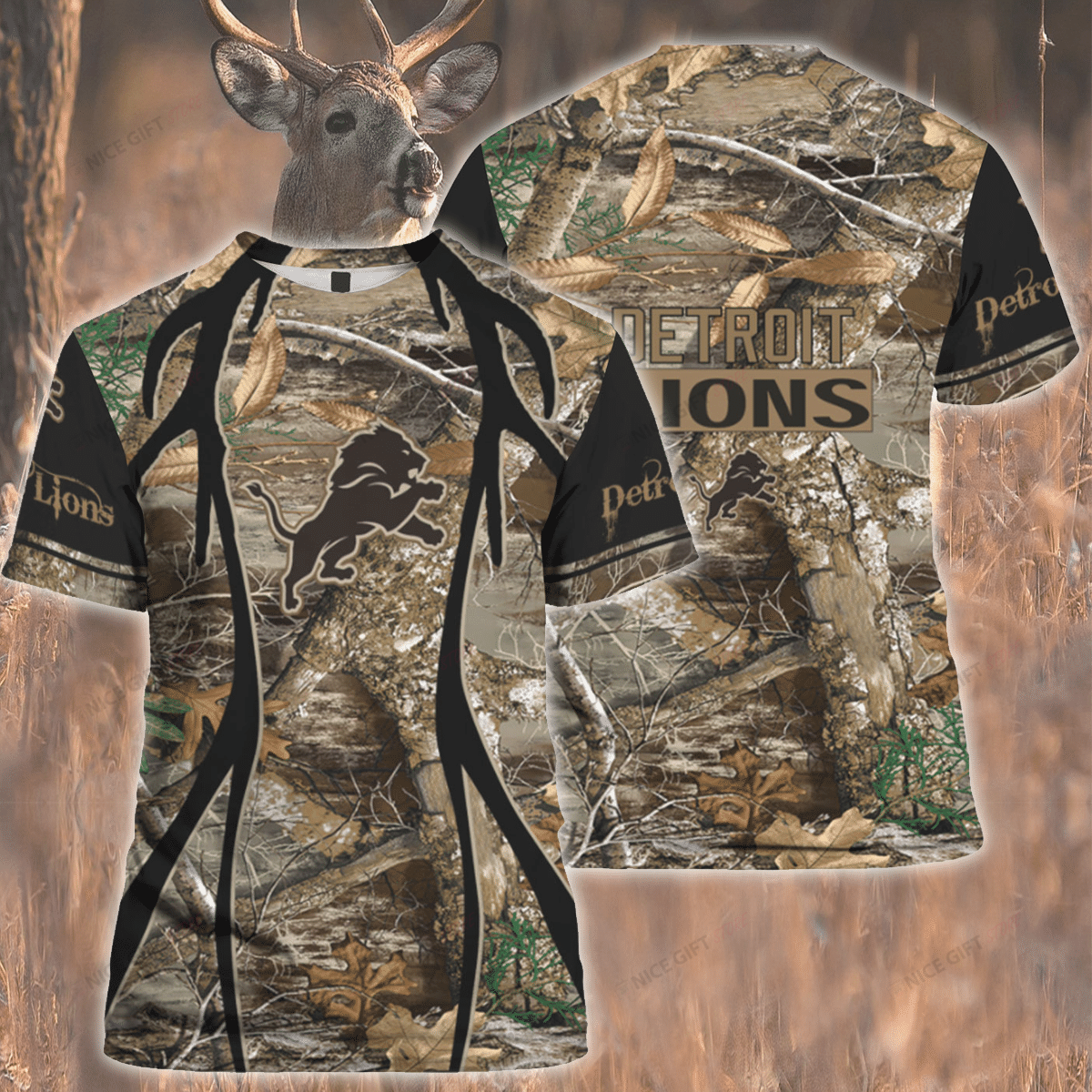 NFL Detroit Lions Hunting 3D T-shirt