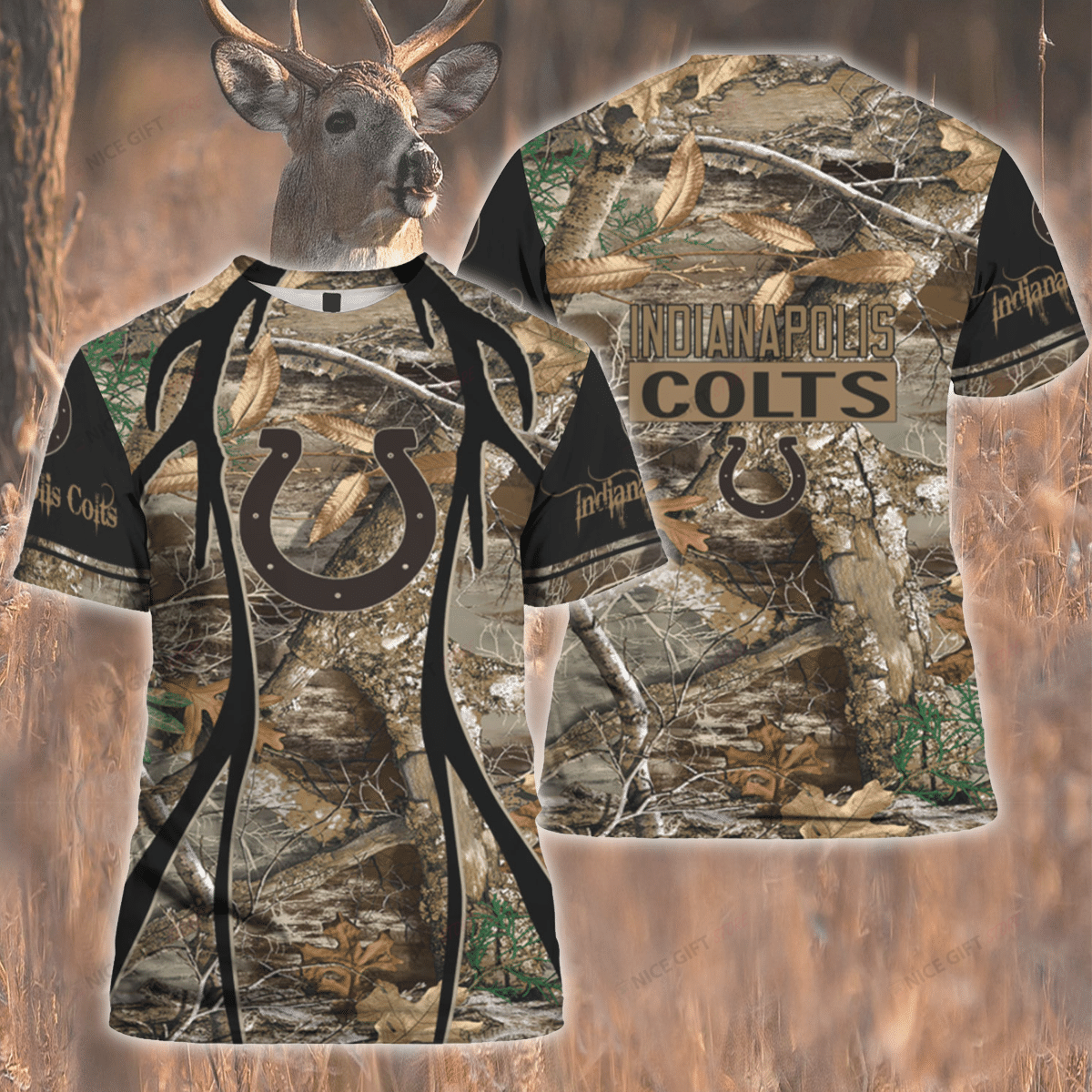 NFL Indianapolis Colts Hunting 3D T-shirt