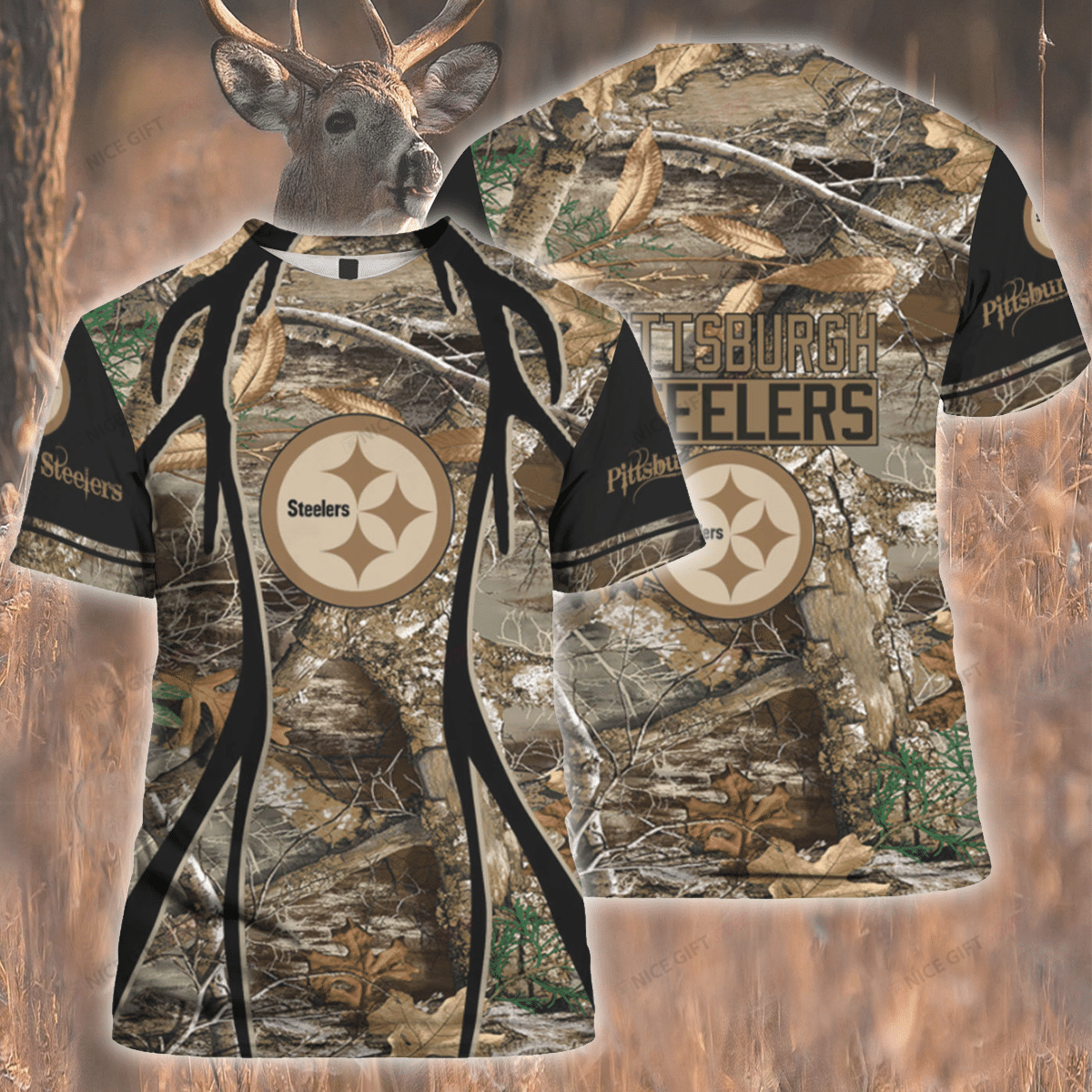 NFL Pittsburgh Steelers Hunting 3D T-shirt